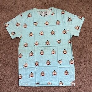 NWOT Men's Blue Color Graphic Print T-shirt Crew Neck Half Sleeves sz M to L